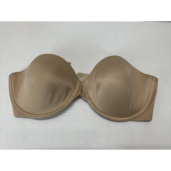 Victoria's Secret Biofit Padded Pushup Bra 34DD Nude Strapless - Picture 2 of 4